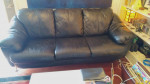 Contemporary Matching Black Leather Sofa & Chair