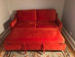 Gorgeous Orange Velvet Convertible Sofa