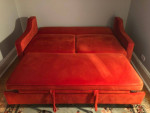 Gorgeous Orange Velvet Convertible Sofa