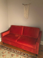 Gorgeous Orange Velvet Convertible Sofa