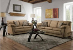 Camel color microfiber sofa love seat
