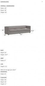 CB2 CLUB 101" GREY FABRIC 3-SEATER SOFA