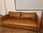 west elm vail Leather Sofa with Wooden Legs