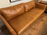 west elm vail Leather Sofa with Wooden Legs