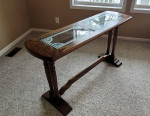 Etched glass topped sofa table