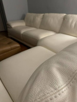 Chateau d'Ax L Shaped Italian Leather Sectional Couch / Sofa