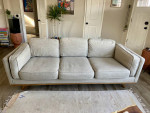 3-Seater Sofa: Gray Fabric with Solid Wood Legs by Article