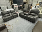 Reclining sofa and loveseat living room set! Charging ports included
