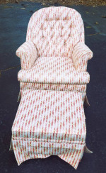 A rocking sofa and a matching rocking footstool