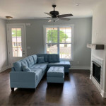 Brand New Light Blue Linen Sectional Sofa +Ottoman