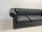 Leathercraft Tufted Black Leather Couch / Sofa Nailhead Trim