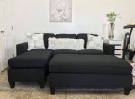 Brand New Black Linen Sectional Sofa Couch +Ottoman
