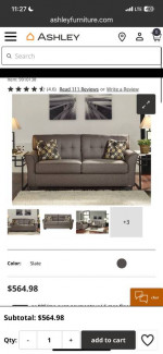 Sale!! Signature Design By Ashley Tibbee Sofa Slate Gray
