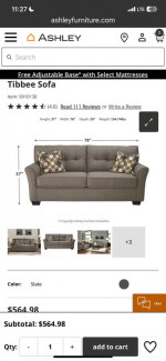 Sale!! Signature Design By Ashley Tibbee Sofa Slate Gray