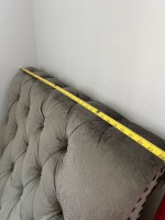 Light Grey Velvet Studded Chaise Lounge Armless Sofa