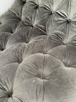 Light Grey Velvet Studded Chaise Lounge Armless Sofa