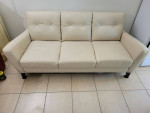 Valentino Cream 100% Italian Leather Sofa