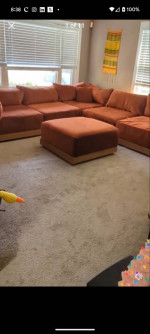 Velvet Modular Couch Sofa with Ottoman- Rust color- Inside Weather