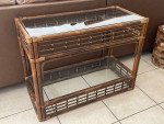 Vintage Rattan/Glass Sofa Console Table