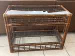 Vintage Rattan/Glass Sofa Console Table