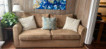 Kevin Charles Beige Ultrasuede Comfy Sofa-Great condition