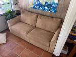 Kevin Charles Beige Ultrasuede Comfy Sofa-Great condition