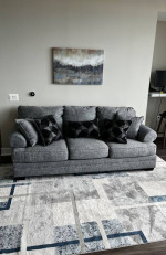 Sofa- Five Pillows- Reese Gray / Black - Three Seater