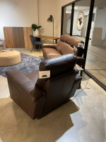 "LIKE NEW!" - MUST-SEE! - 100% Brown Leather Reclining Sofa and Chair