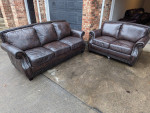 Leather sofa and loveseat