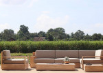 Outdoor patio teak sofa sectionals and dining tables, furniture