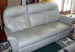 LEATHER COUCH SOFA POWER RECLINING OBO