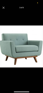 Midcentury Modern Laguna Teal Sofa & Armchair Set (Joybird Style)