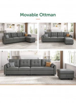 L-shaped modular sofa with ottoman