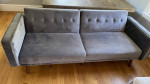 Twin 85'' Wide Velvet Cushion Back Convertible Sofa