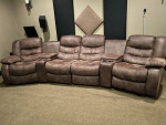 Brown Upholstered Theater Seating Reclining Sofa