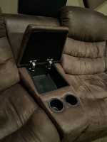 Brown Upholstered Theater Seating Reclining Sofa