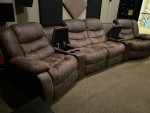 Brown Upholstered Theater Seating Reclining Sofa
