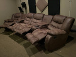Brown Upholstered Theater Seating Reclining Sofa