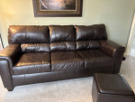 Leather sofa and ottoman