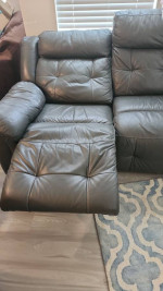 Leather sofa electronic double recliner couch