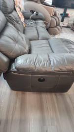Leather sofa electronic double recliner couch