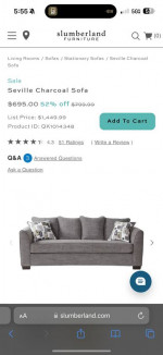 Seville Charcoal Sofa and Chair Set