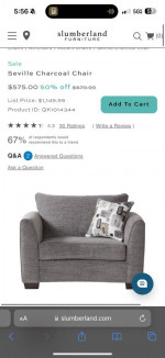 Seville Charcoal Sofa and Chair Set