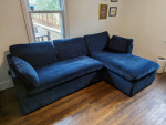 Article - Blue Velvet Right Sofa Bed