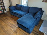 Article - Blue Velvet Right Sofa Bed