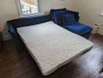 Article - Blue Velvet Right Sofa Bed
