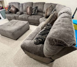 New sectional living room playroom sofa 3 recliners and cup holder w/ ottomen