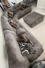 New sectional living room playroom sofa 3 recliners and cup holder w/ ottomen