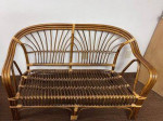 Mid Century Bamboo Rattan Sofa Loveseat. Outdoor patio deck couch MCM. $20 extra