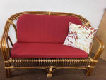 Mid Century Bamboo Rattan Sofa Loveseat. Outdoor patio deck couch MCM. $20 extra